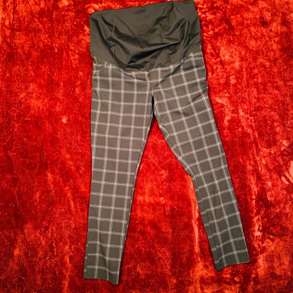 Isabel Maternity Crossover Panel Ponte skinny jeans Black Gray Size XL